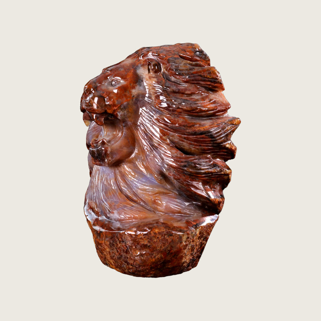 4.8" Chalcedony Jasper Lion Carving  #CTC0057
