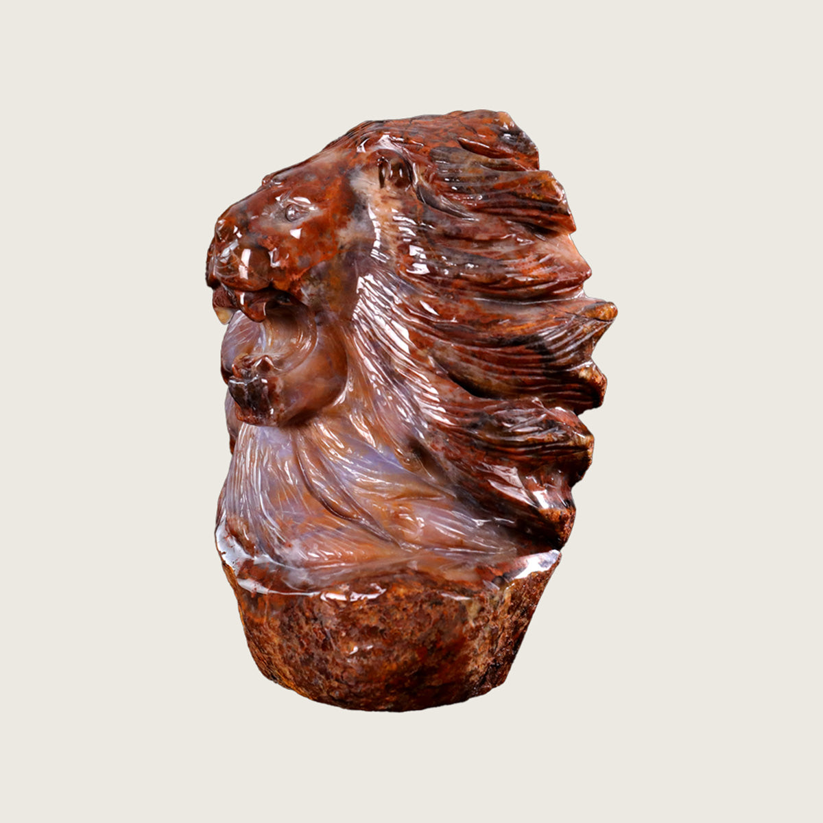 4.8" Chalcedony Jasper Lion Carving  #CTC0057