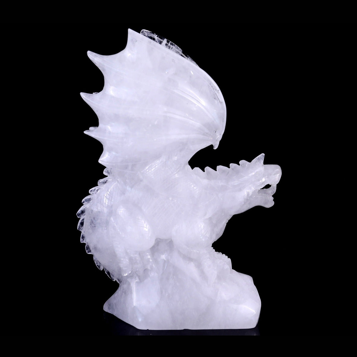 8.9" Angolan Quartz Pterosaur Carving  #CTC0074