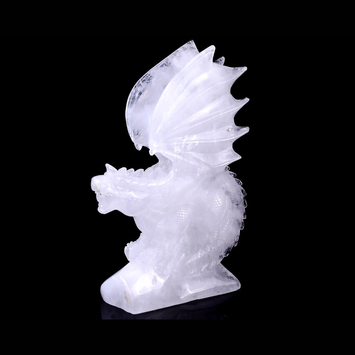 8.9" Angolan Quartz Pterosaur Carving  #CTC0074