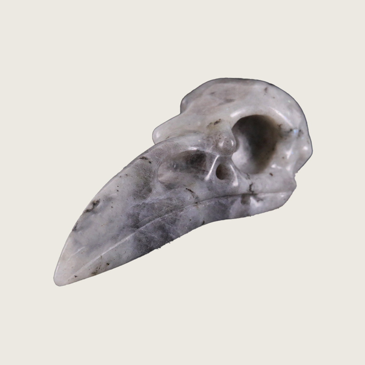 4.6" Labradorite Raven Skull Carving  #CSC0019