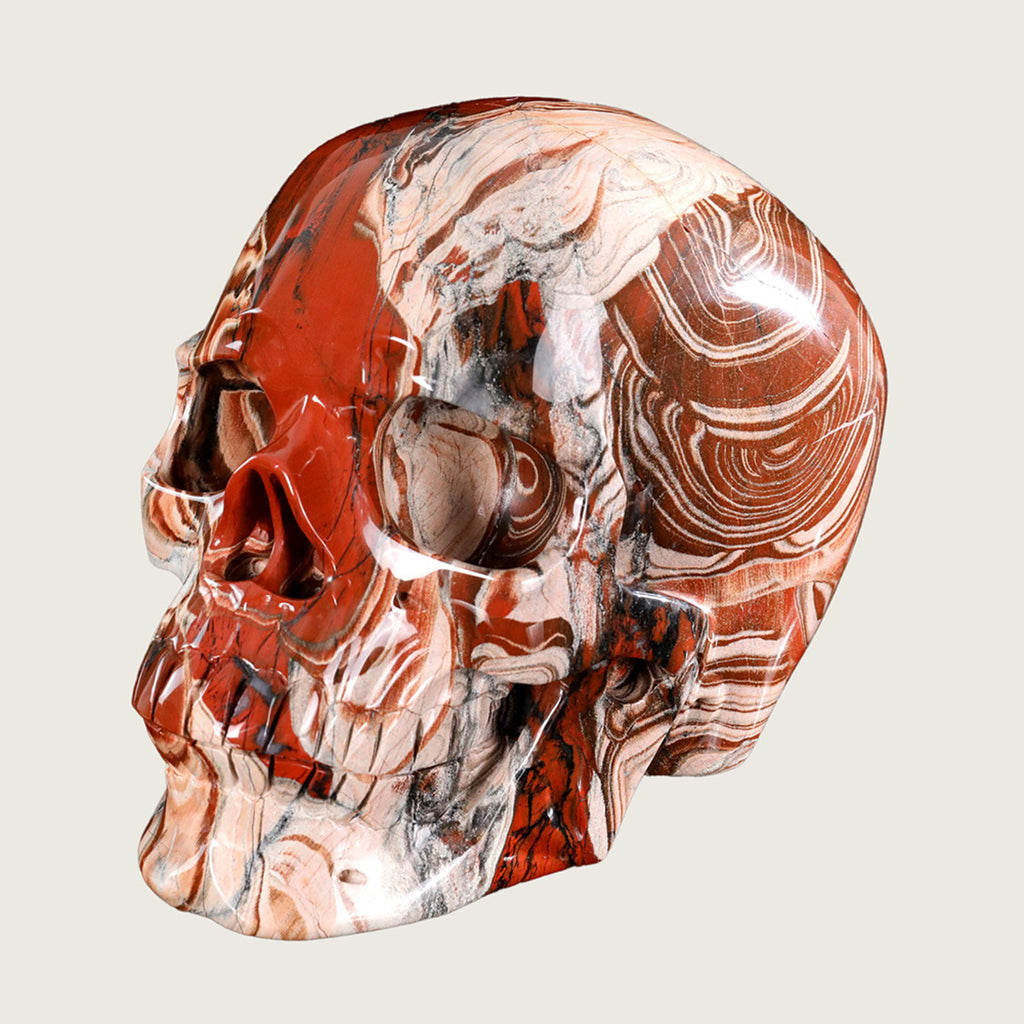 10.0" Red Jasper Huge Skull Carving  #SCS0004