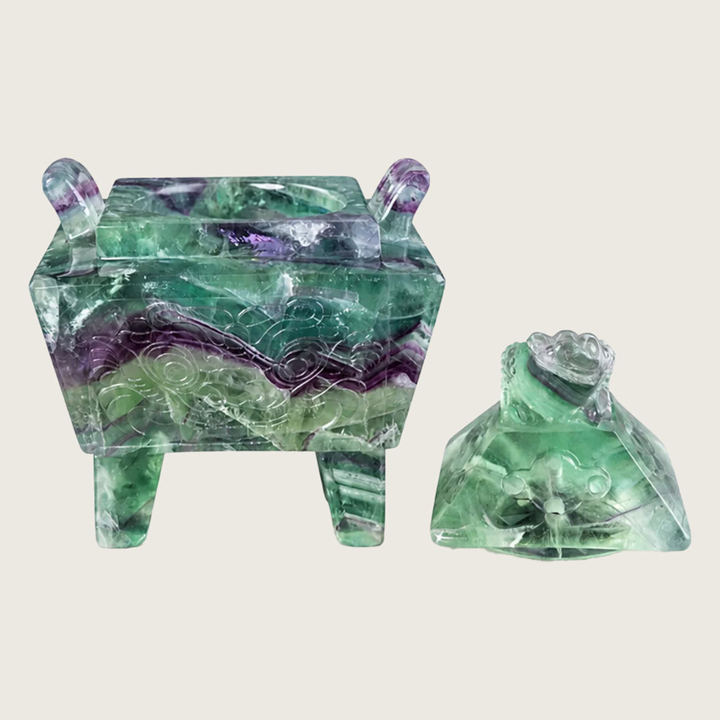 4.3" Fluorite Crystal Censer Carving  #CTC0046