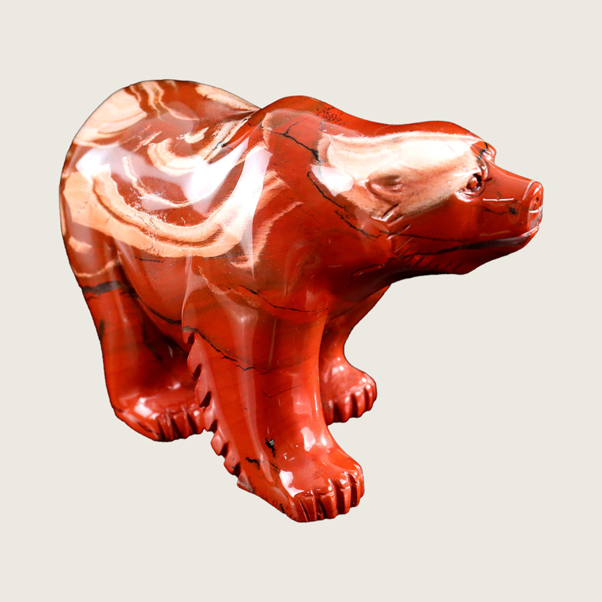 7.1" Red Jasper Polar Bear Carving  #CTC0023