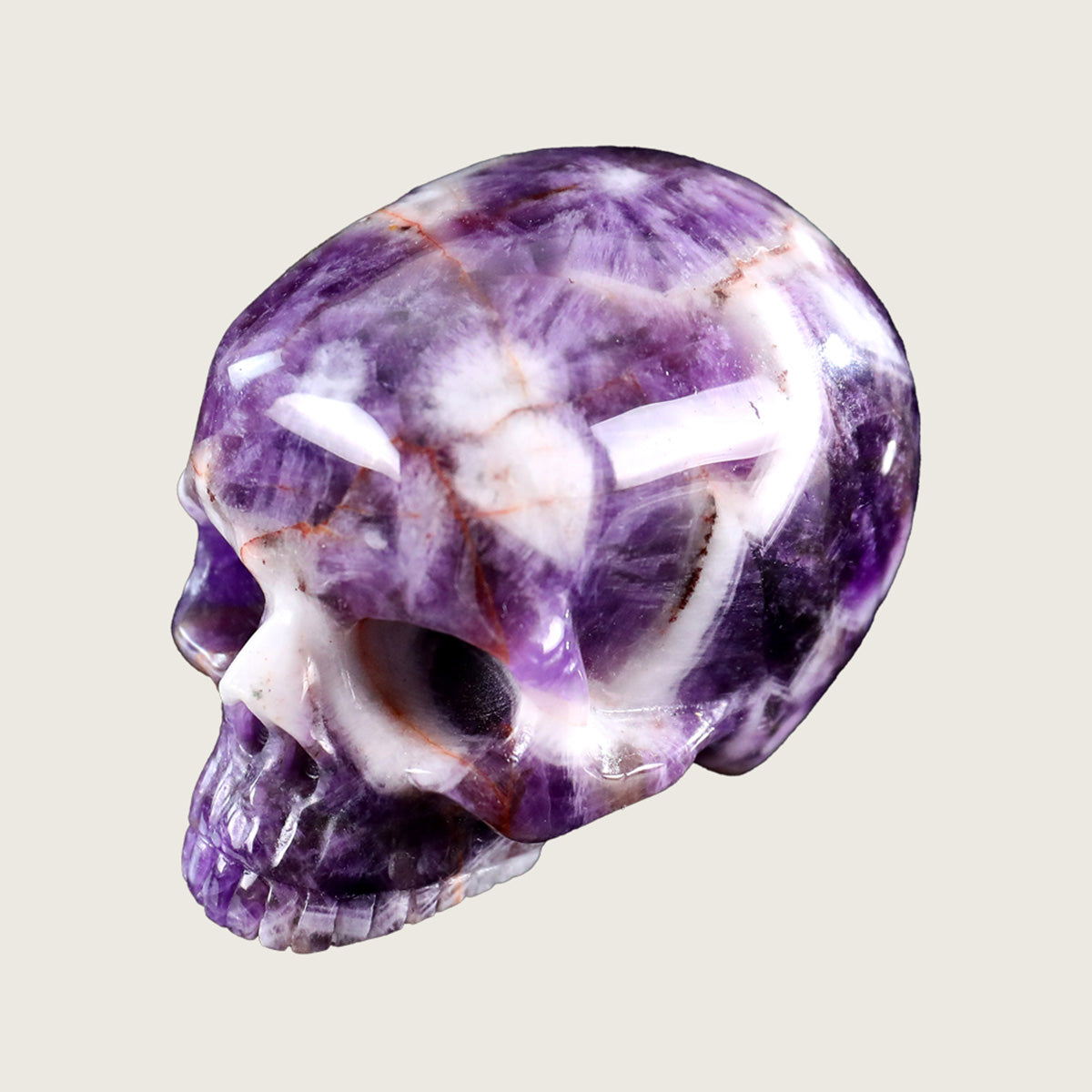 3.0" Chevron Amethyst Jawless skull Carving  #CSC0013
