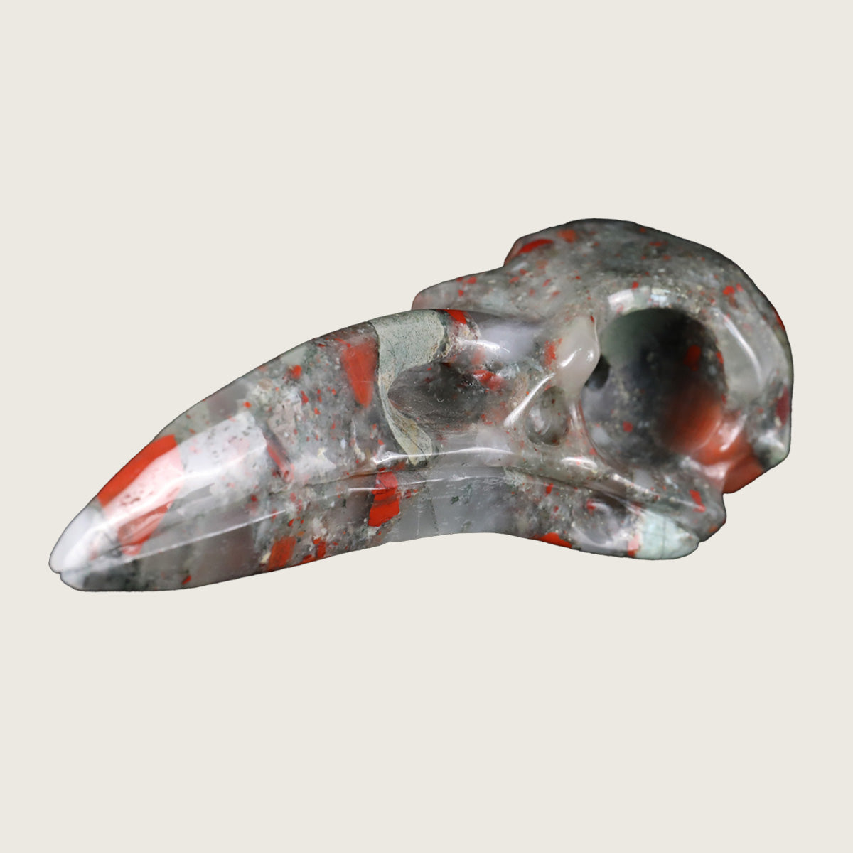 4.6" African Bloodstone Raven Skull Carving  #CSC0011