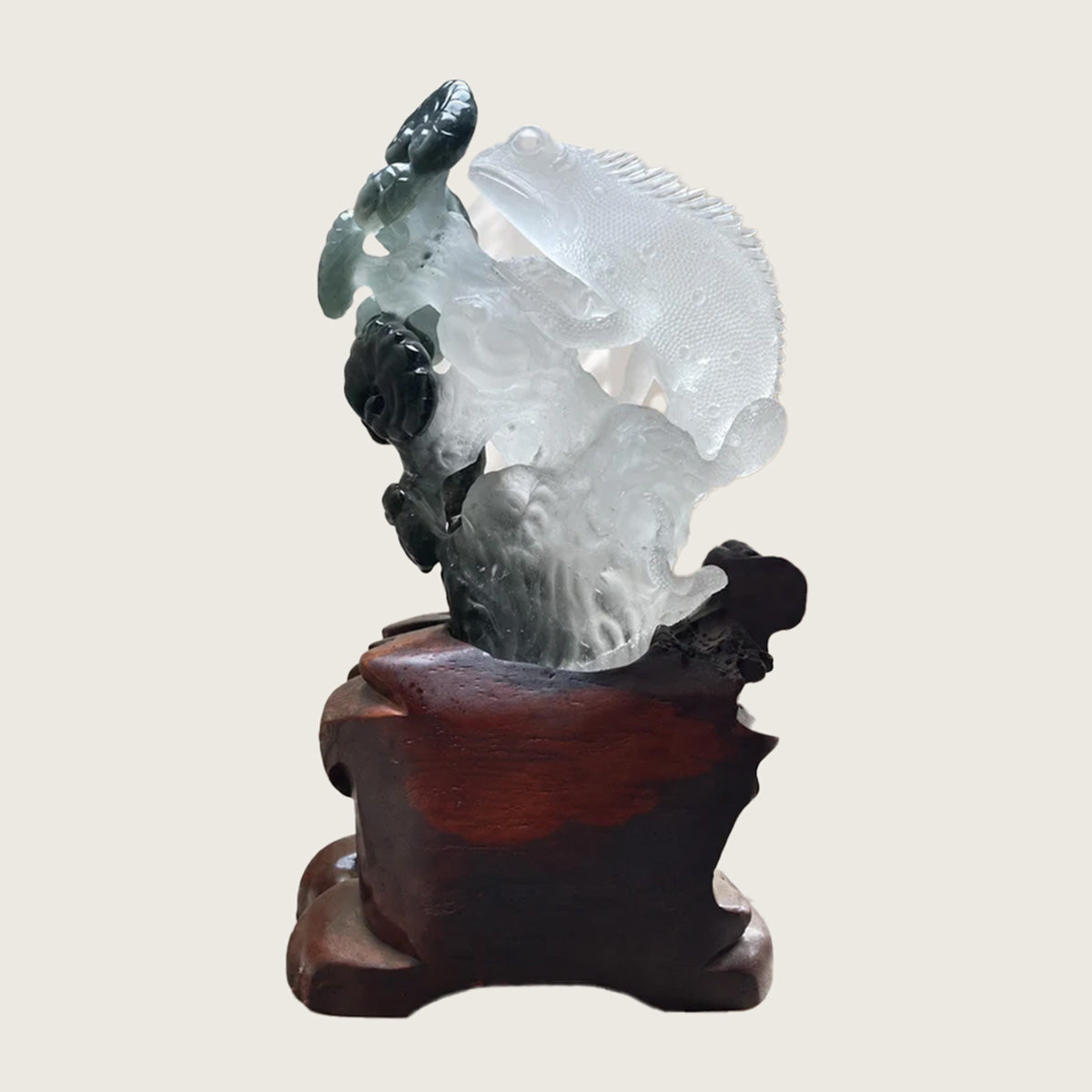 9.8" Phantom Quartz Crystal Lizard Carving  #CTC0044