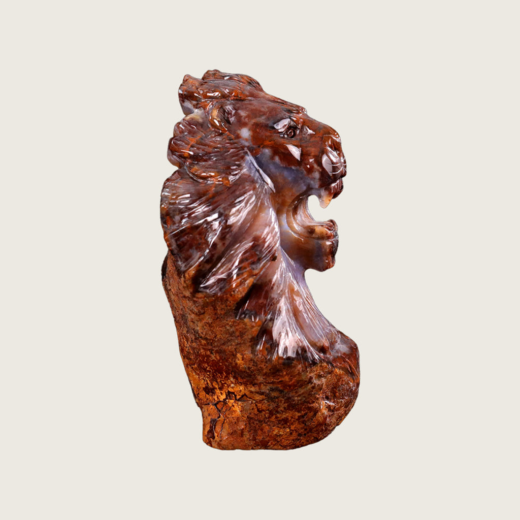 4.8" Chalcedony Jasper Lion Carving  #CTC0057