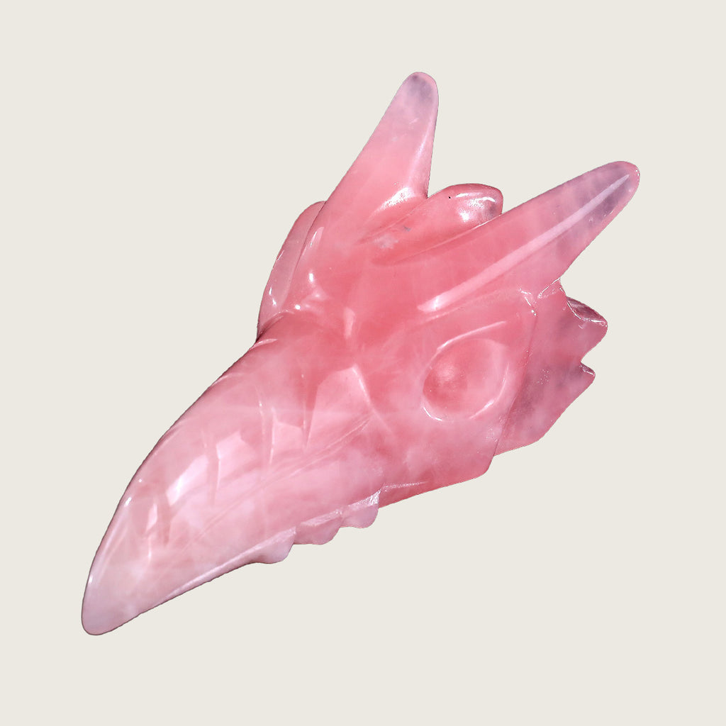3.7" Rose Quartz Phoenix Skull Carving  #CSC0008