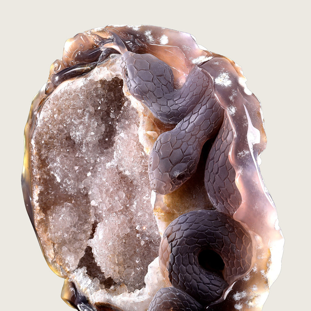 6.7" Druzy Agate Geode Carving  #GDC0003