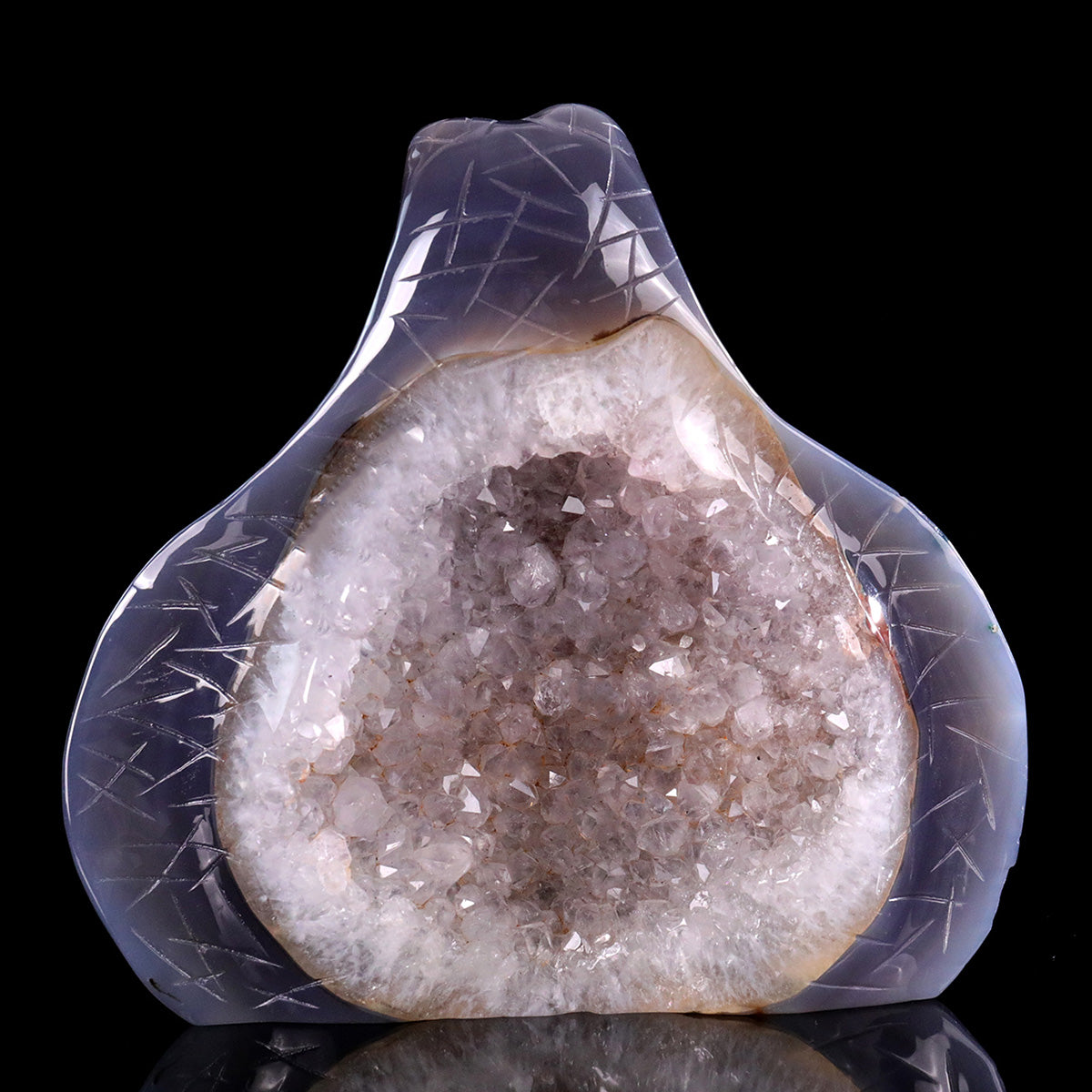 6.0"Geode Agate Snake Head Carving  #GDC0026