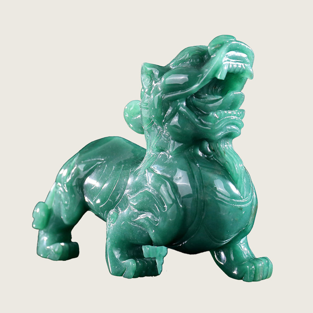 6.4" Green Aventurine Kylin Carving  #CTC0020