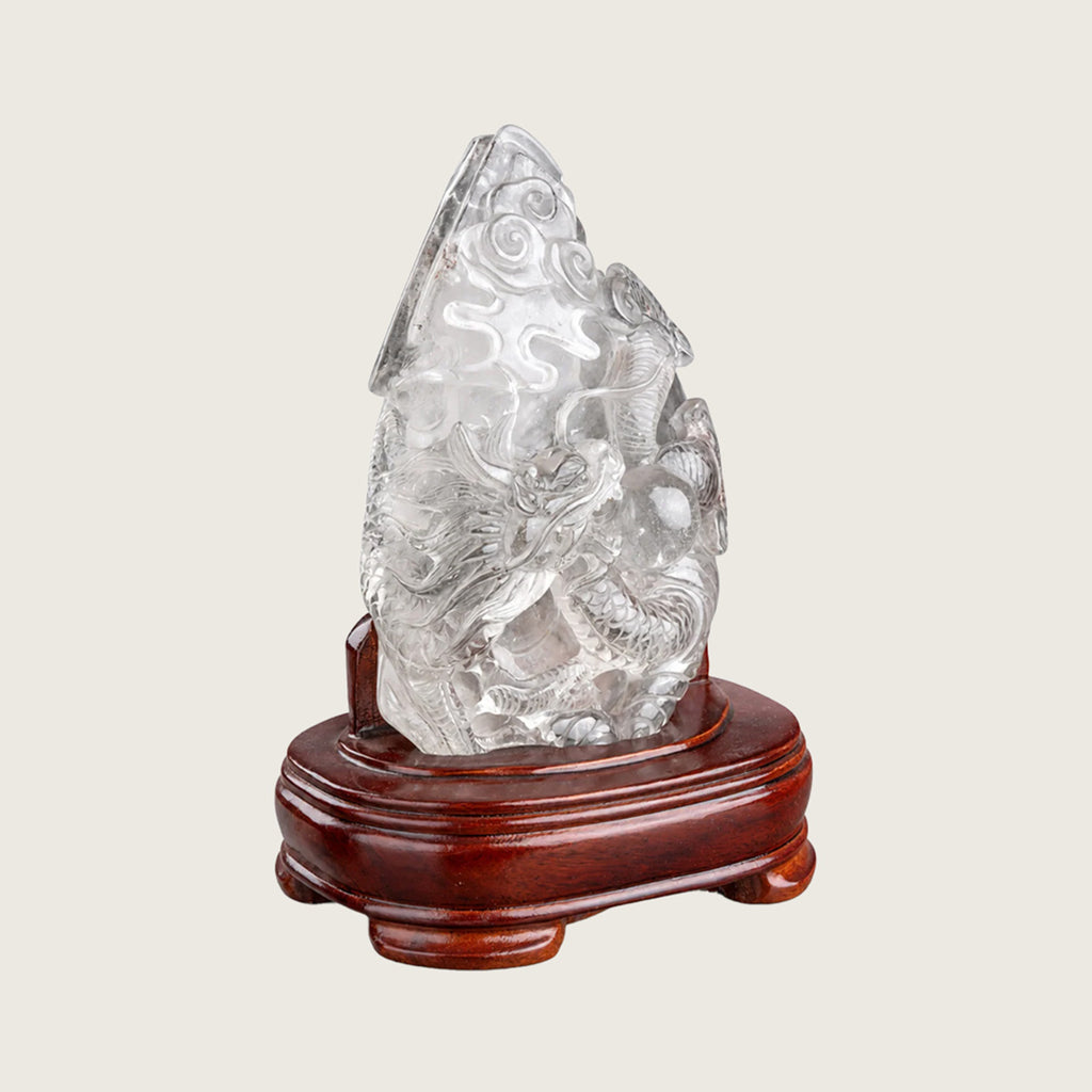 7.5" Phantom Quartz Crystal Dragon Carving  #CTC0068