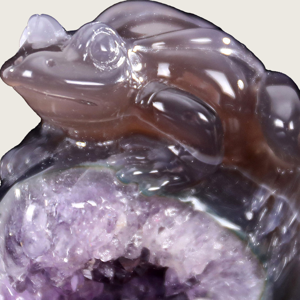 6.6" Druzy Agate Geode Carving  #GDC0008