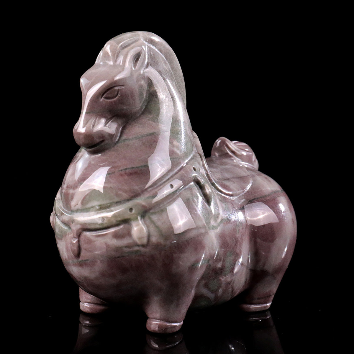 2.7" Jiulong Jade Tang Horse Carving  #CHA0024