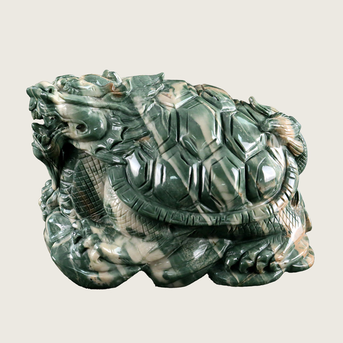 6.2" Jiulong Jade Dragon Turtle Carving  #CTC0018