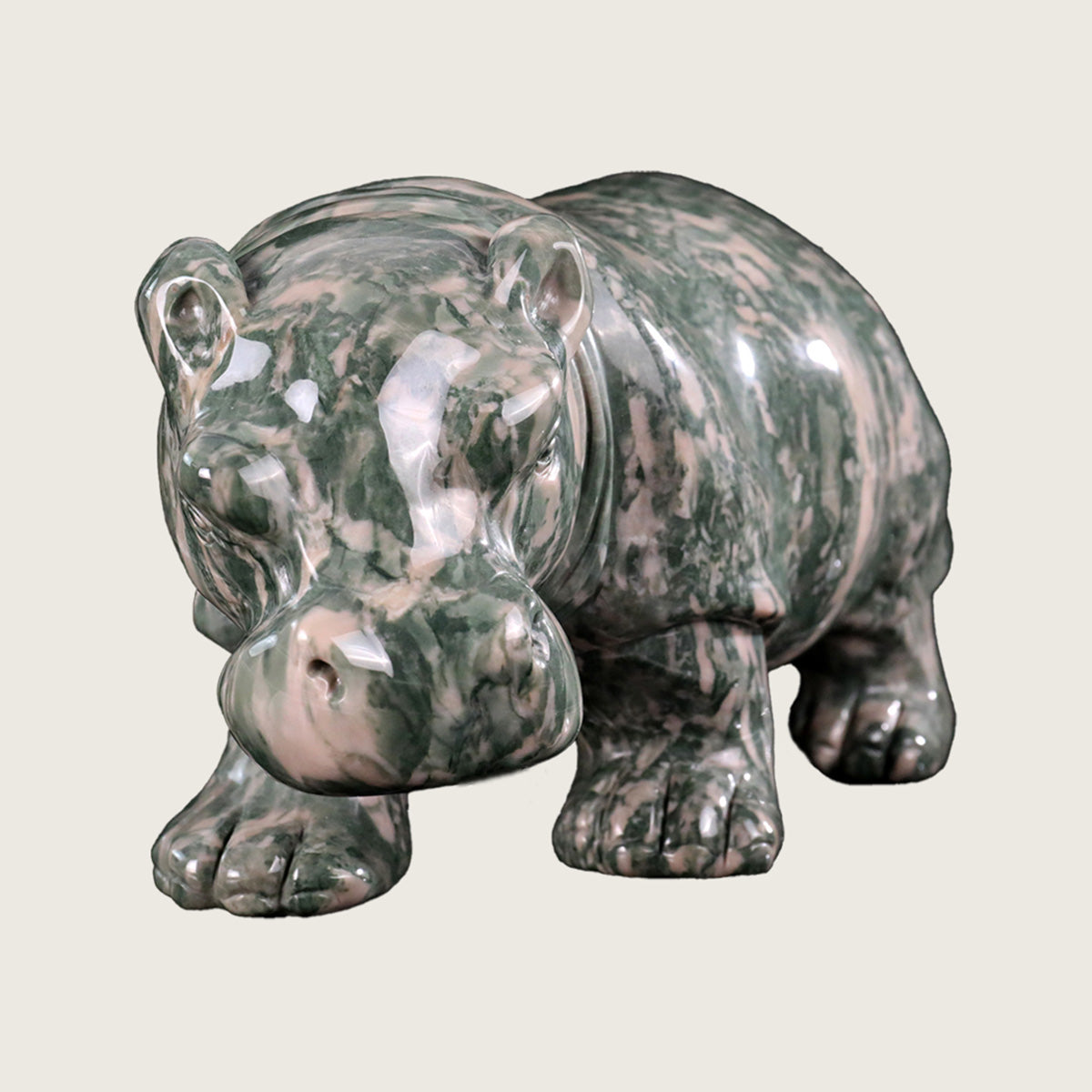 10.0" Jiulong Jade Hippo Carving  #CTC0058