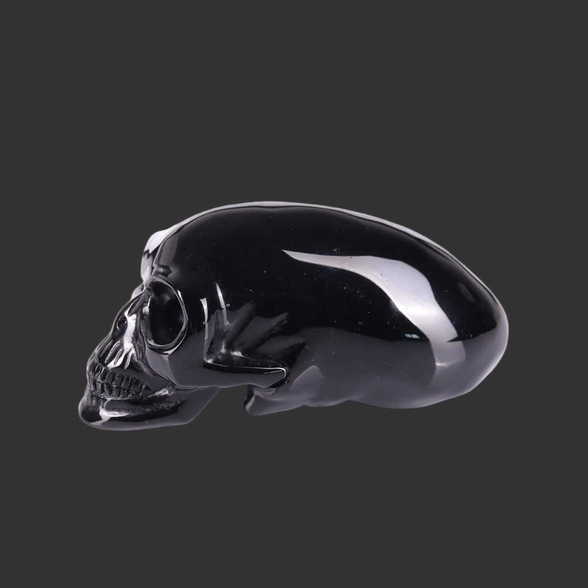 3.9" Black Obsidian Maya Alien Skull Carving  #CSC0033