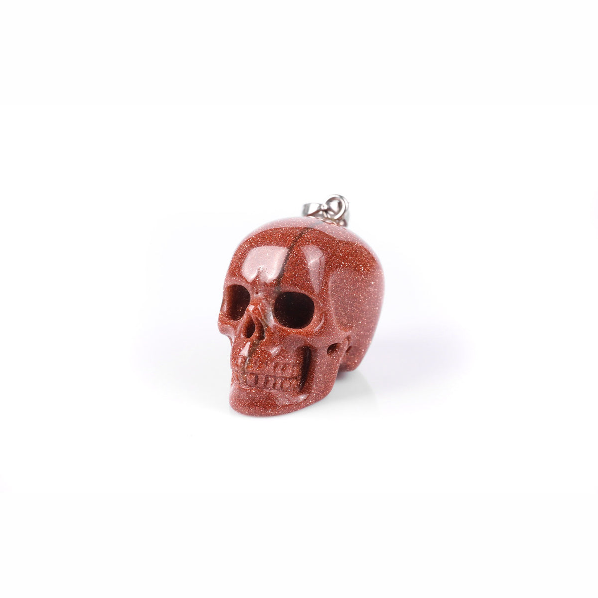 1.1" Goldstone Skull Pendant Carving  #CSC0049
