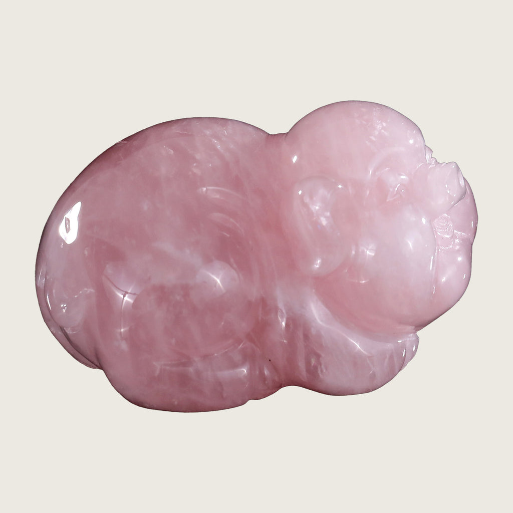 3.8" Rose Quartz Pig Carving  #CHA0009