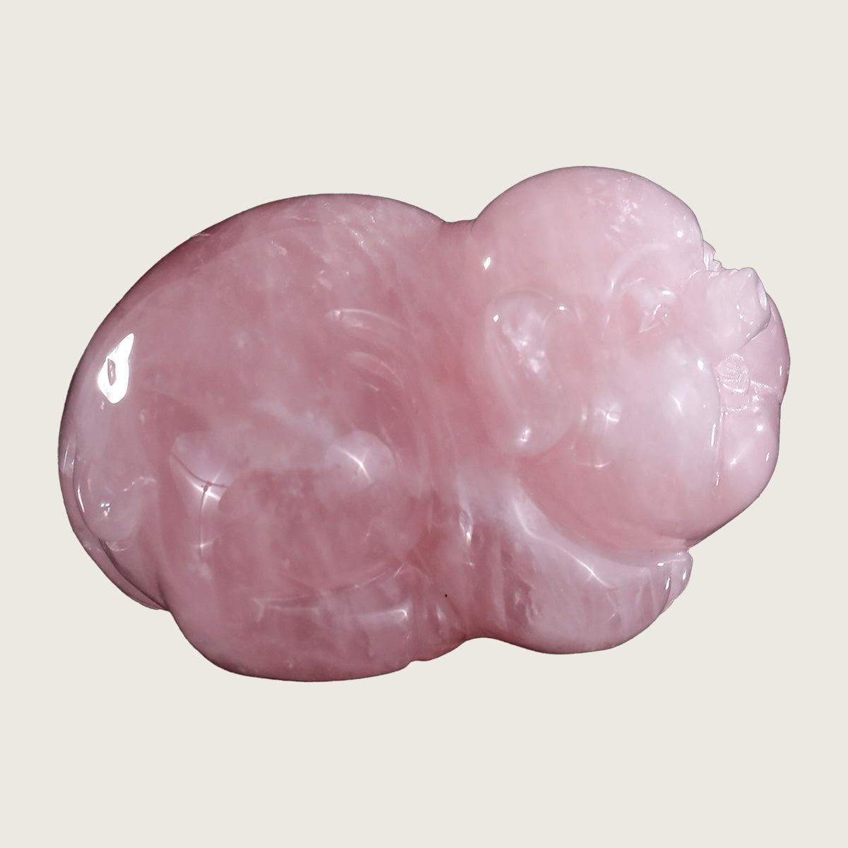 3.8" Rose Quartz Pig Carving  #CHA0009