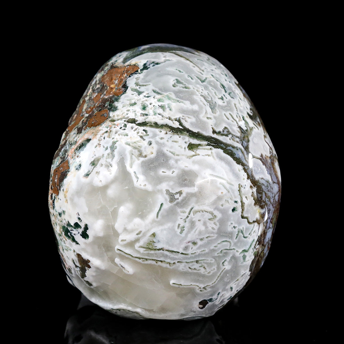 6.2" Moss Agate Crystal Skull Carving  #SCS0027