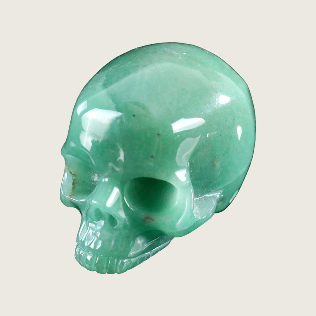 3.0" Green Aventurine Jawless skull Carving  #CSC0014