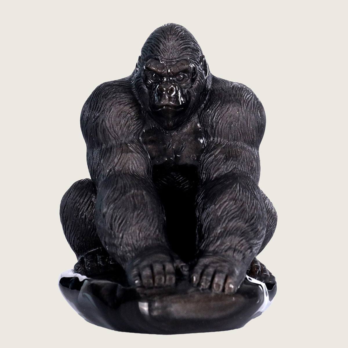 4.0" Silver Obsidian Gorilla Carving  #CTC0012