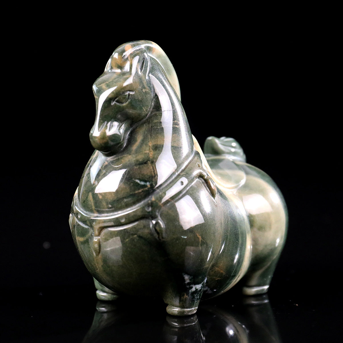 2.7" Jiulong Jade Tang Horse Carving  #CHA0026