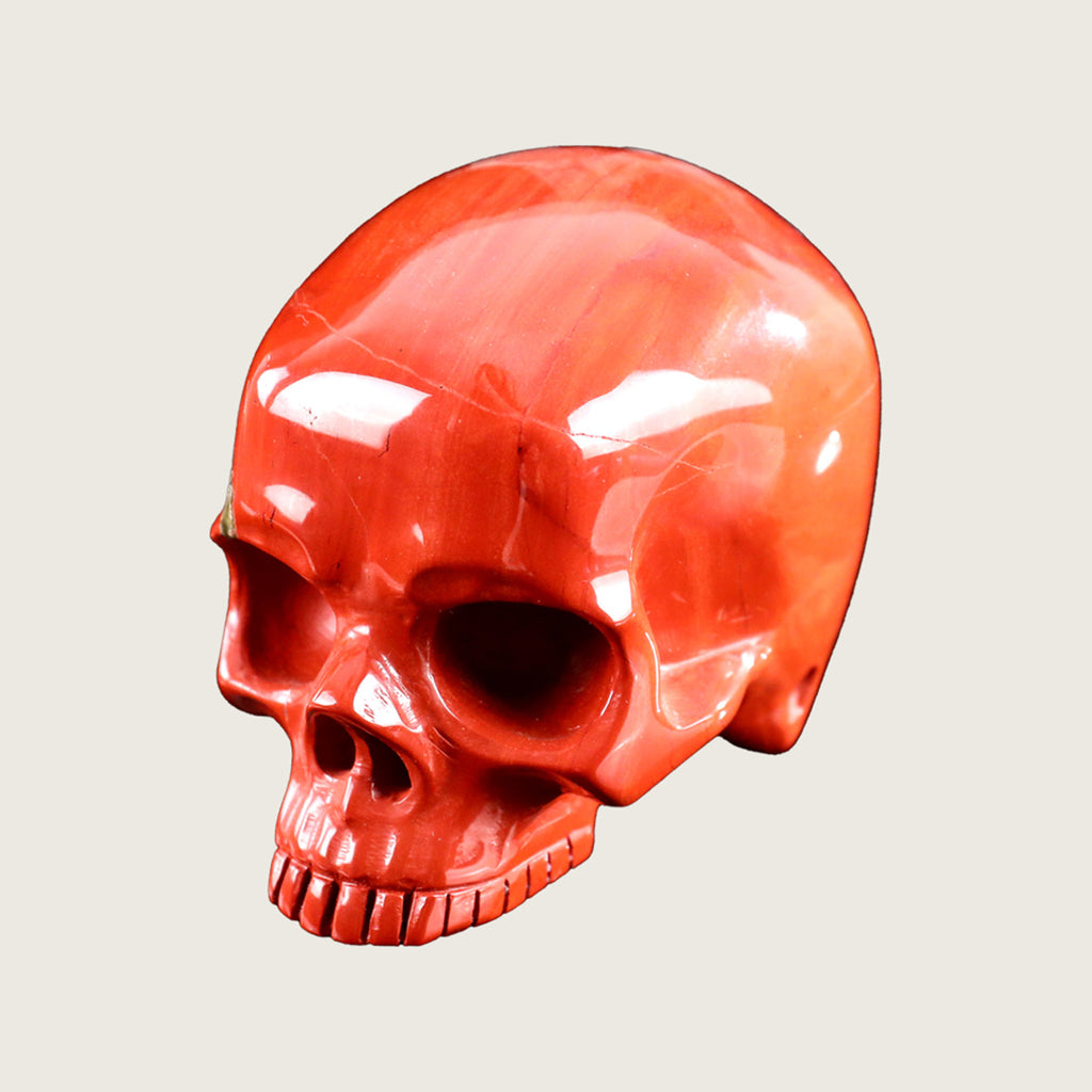 4.1" Red Jasper Jawless skull Carving  #CSC0016