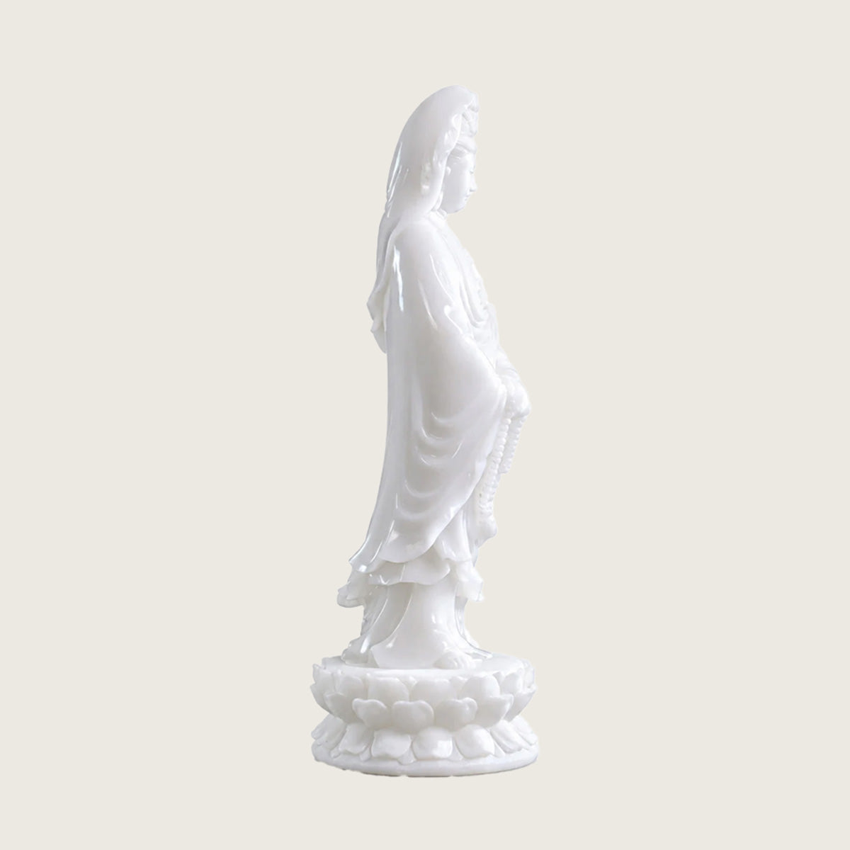 12.0" White Jade Crystal Kwan-Yin Carving  #CTC0026