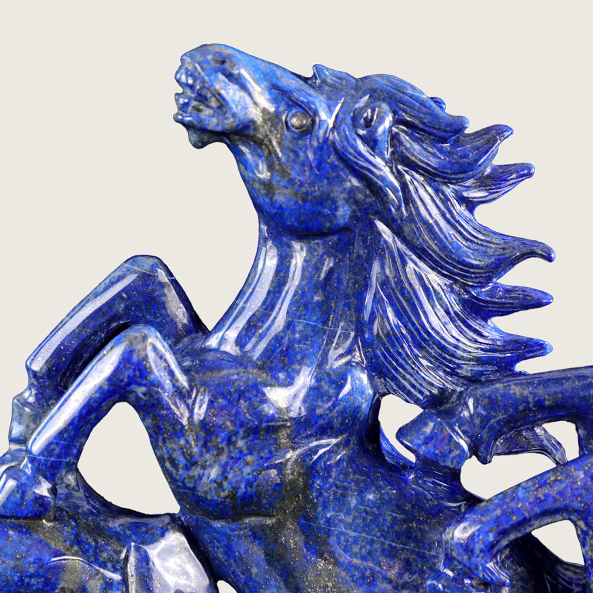 12.0" Lapis Lazuli Double Horses Carving  #CTC0008