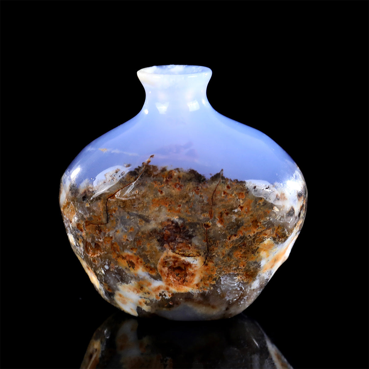 3.0" Blue Chalcedony Crystal Vase Carving  #CHA0038
