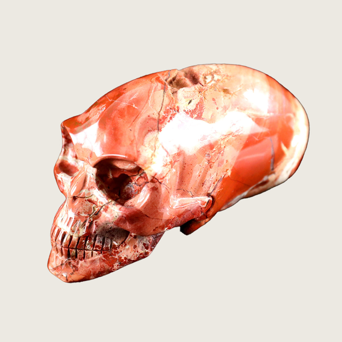 3.9" Red Jasper Maya Alien Skull Carving  #CSC0017