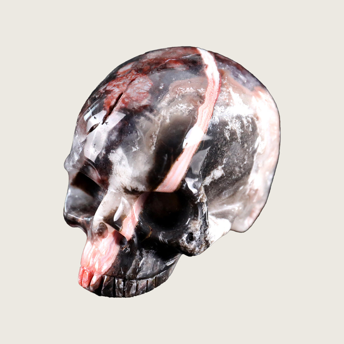 2.8" Red Crazy Lace Agate Jawless skull Carving  #CSC0012