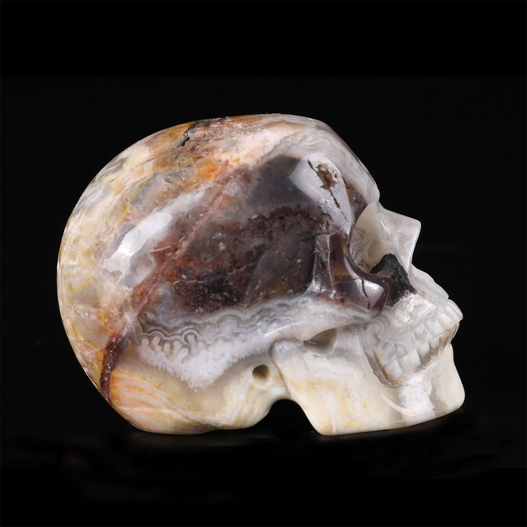 2.2" Red Lace Agate Crystal Skull Carving  #SKH22079
