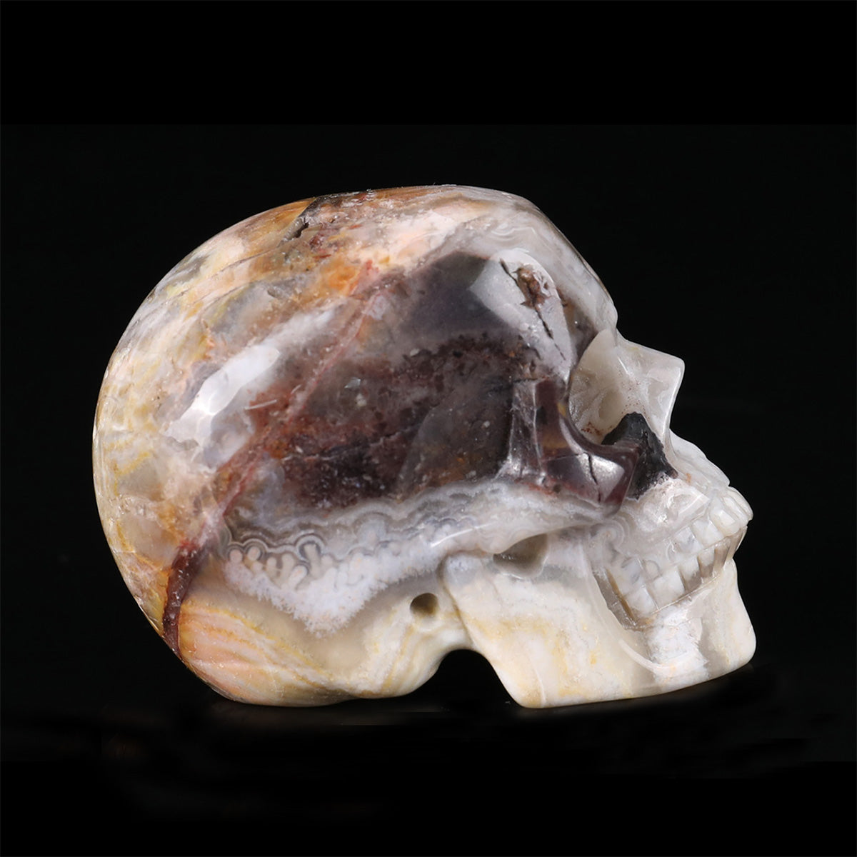 2.2" Red Lace Agate Crystal Skull Carving  #SKH22079
