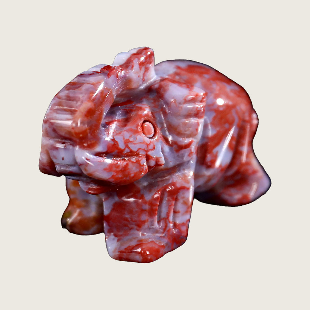 2.0" Red Agate Elephant Carving  #CHA0007