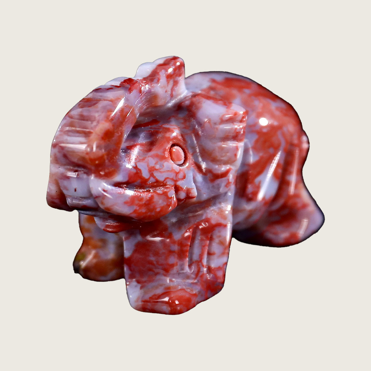 2.0" Red Agate Elephant Carving  #CHA0007
