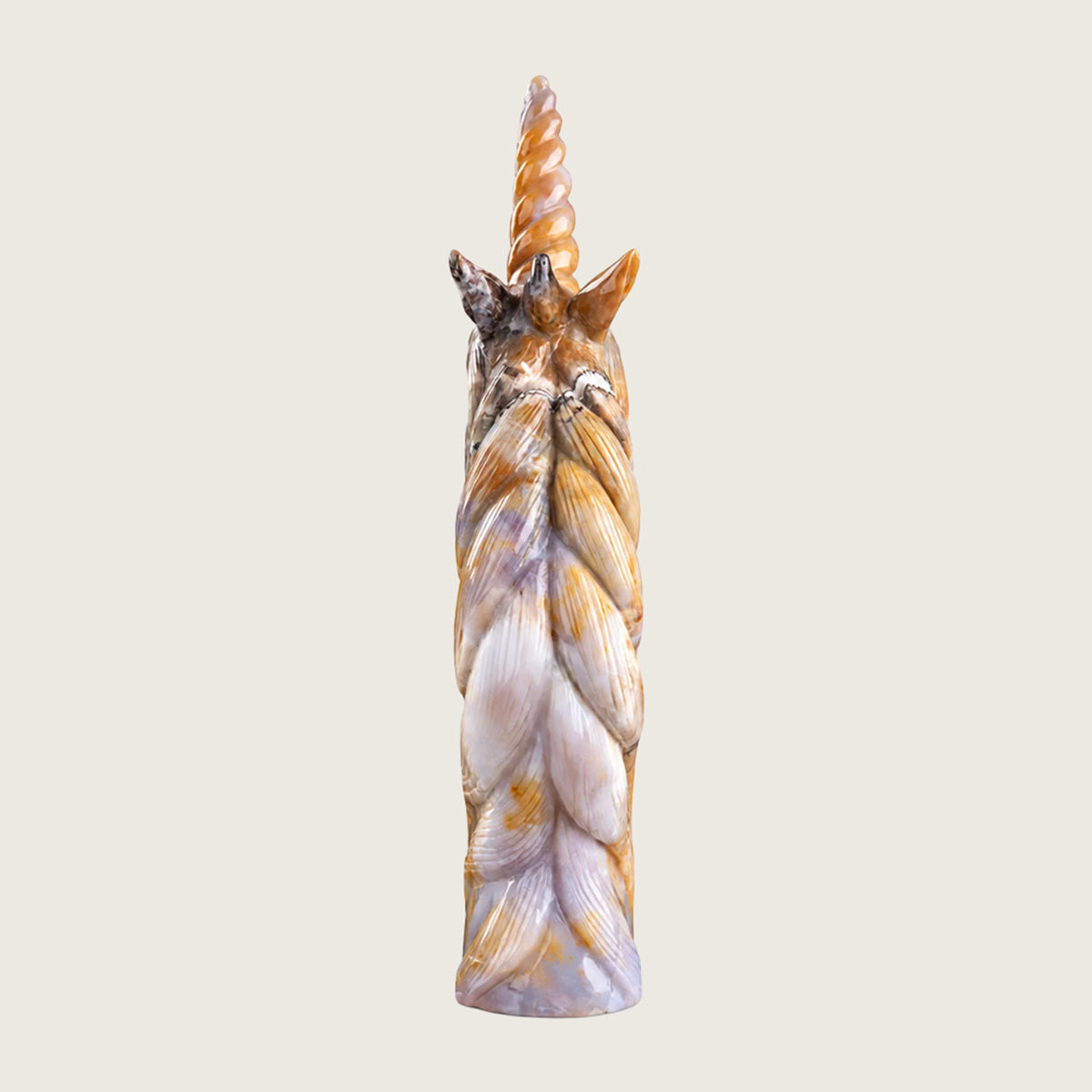 13.0" Yellow Chalcedony Unicorn Head Carving  #CTC0069