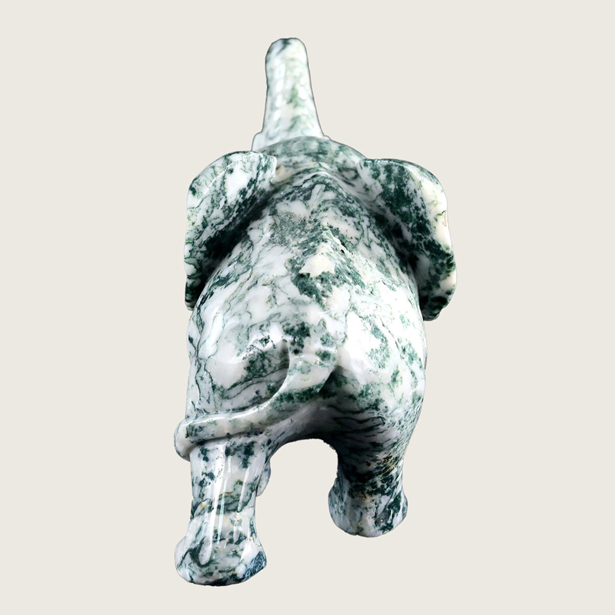 6.3" Moss Agate Elephant Carving  #CTC0019