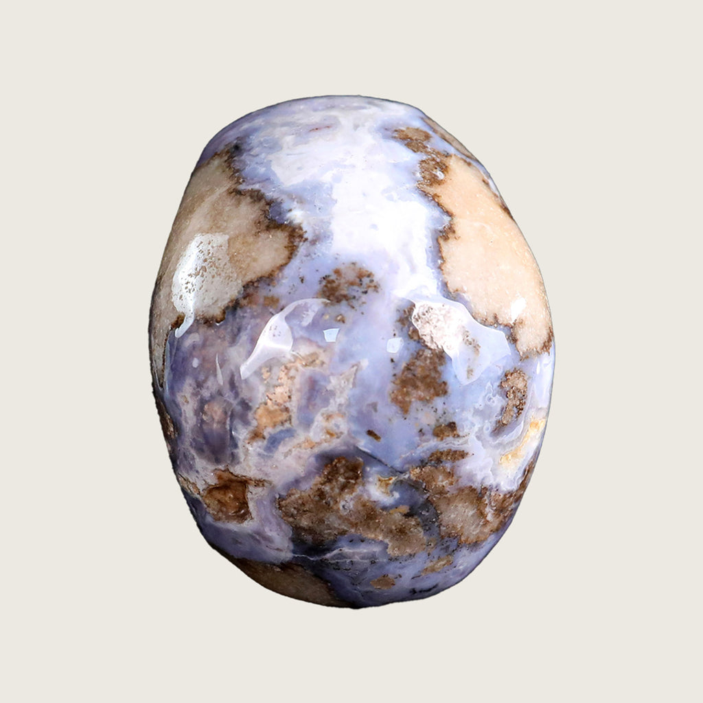 3.0" Blue Flower Agate Crystal Skull Carving  #SKH30034