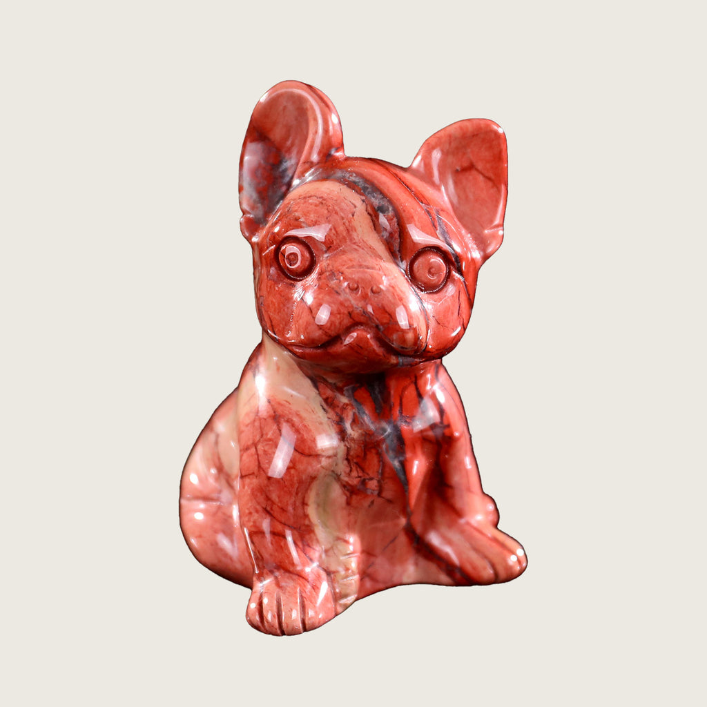 1.9" Red Jasper Dog Carving  #CHA0008