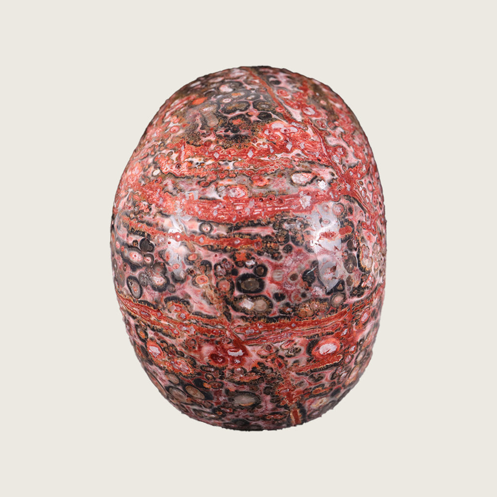 3.0" Red Leopard Skin Human Skull Carving  #SKH30017