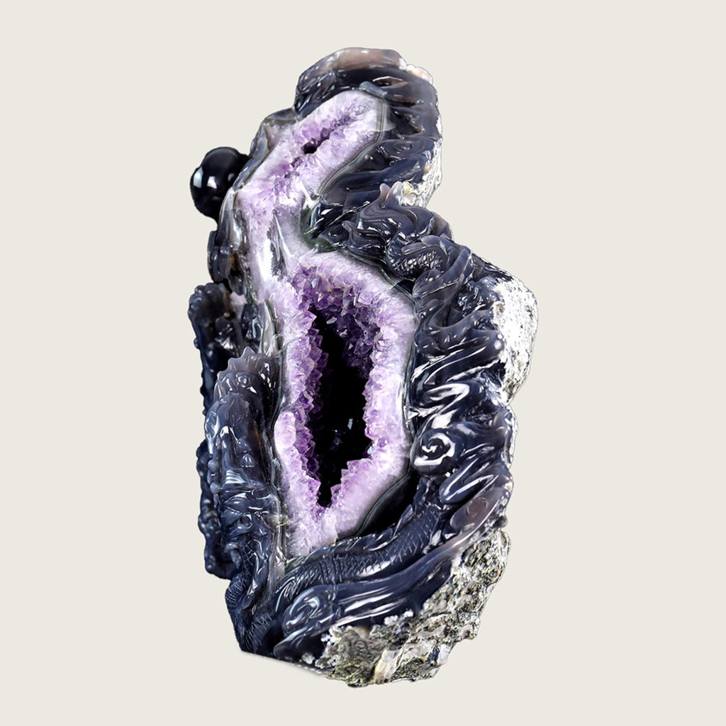 13.0" Druzy Agate Geode Carving  #GDC0004