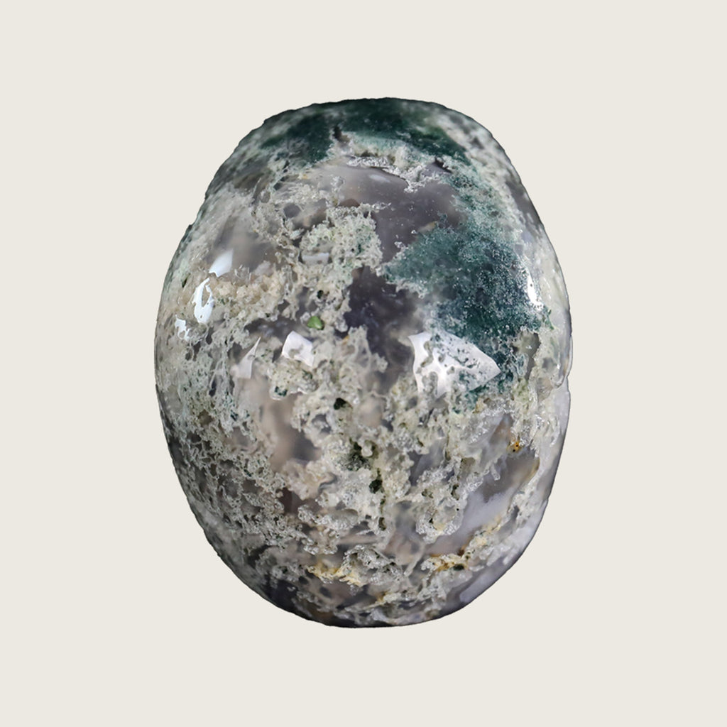 3.0" Moss Agate Crystal Skull Carving  #SKH30048