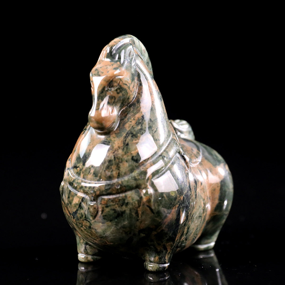 2.7" Jiulong Jade Tang Horse Carving  #CHA0027