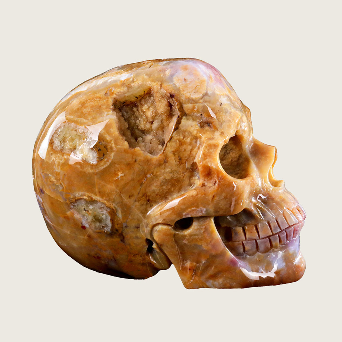 8.6" Chalcedony Jasper Skull Carving  #SCS0008