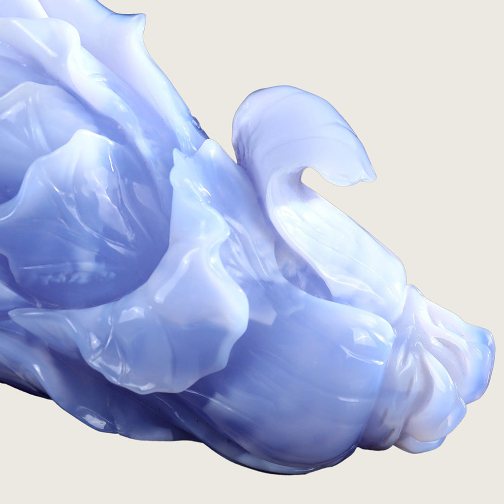 9.4" Blue Chalcedony Chinese Cabbage Carving  #CTC0005