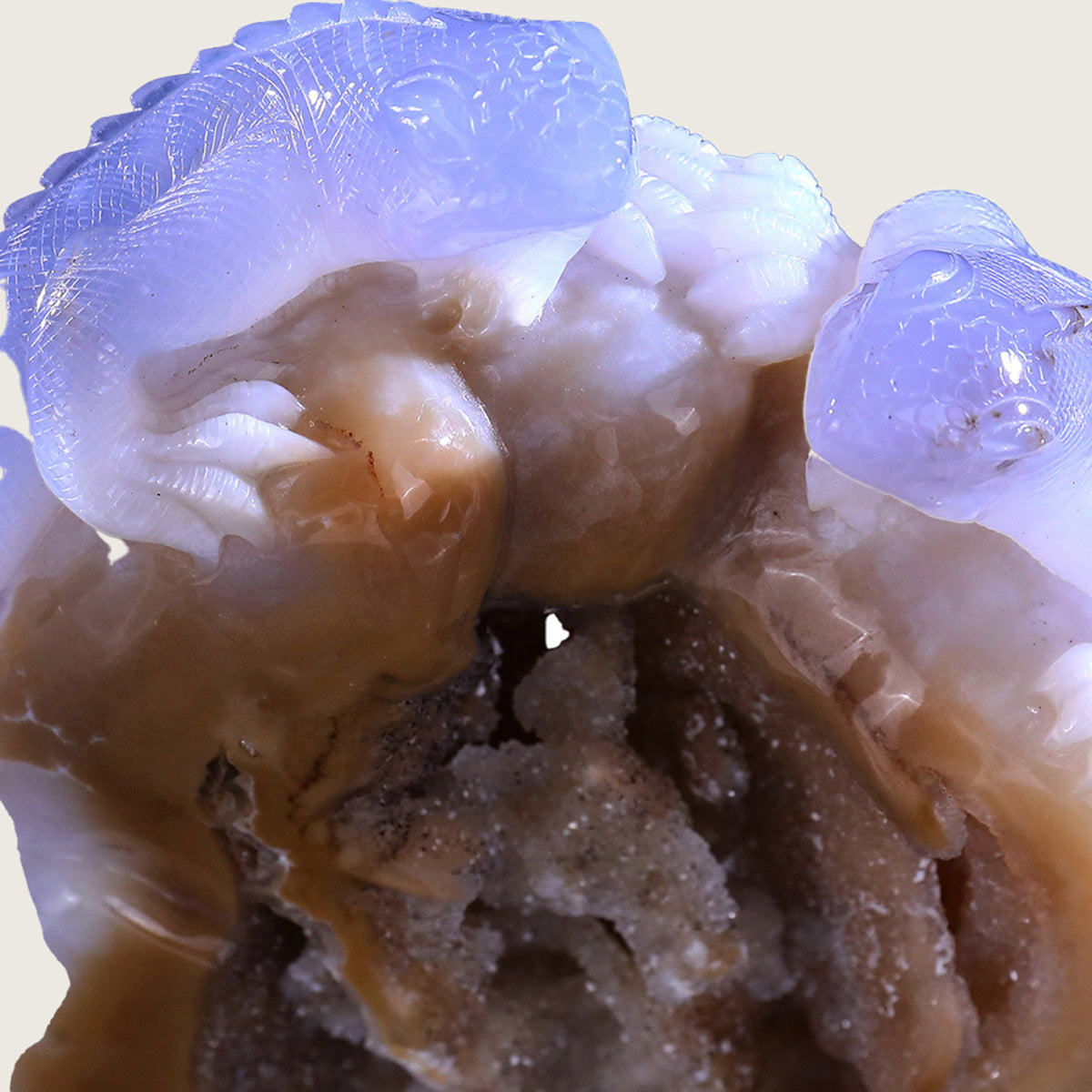 7.0" Blue Chalcedony Lizards Carving  #GDC0002